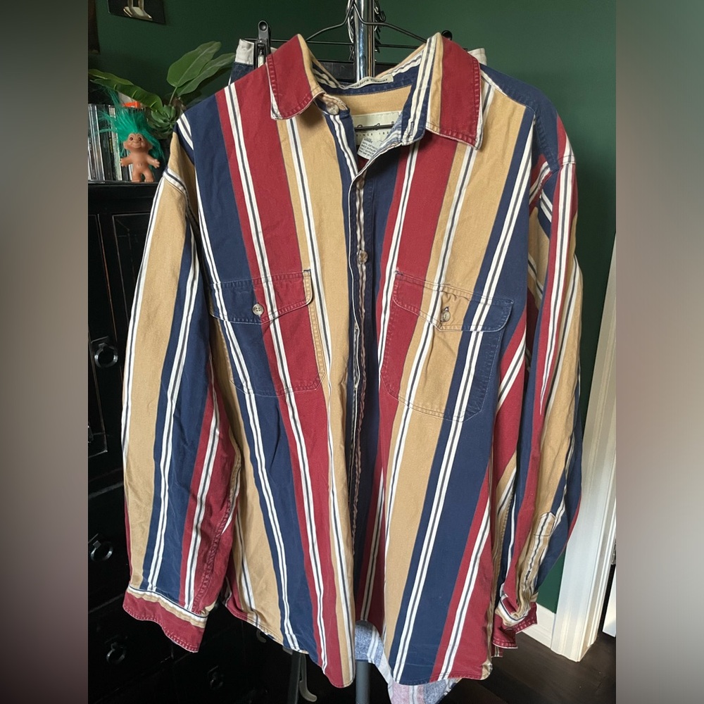 Eddie Bauer colourblock elkhorn canvas striped button up (tall)